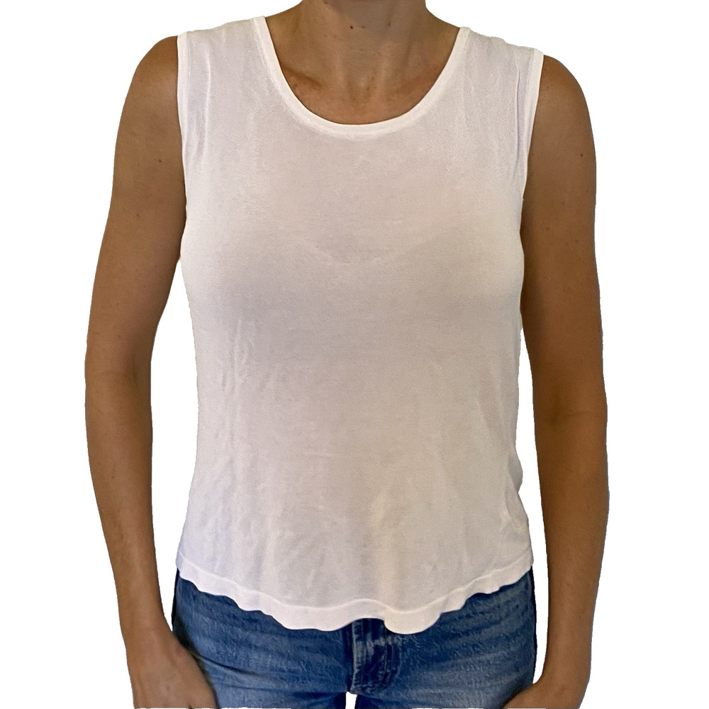 HERMÈS Paris Women's Drapey Sleeveless Ivory Top S Designer Luxury France